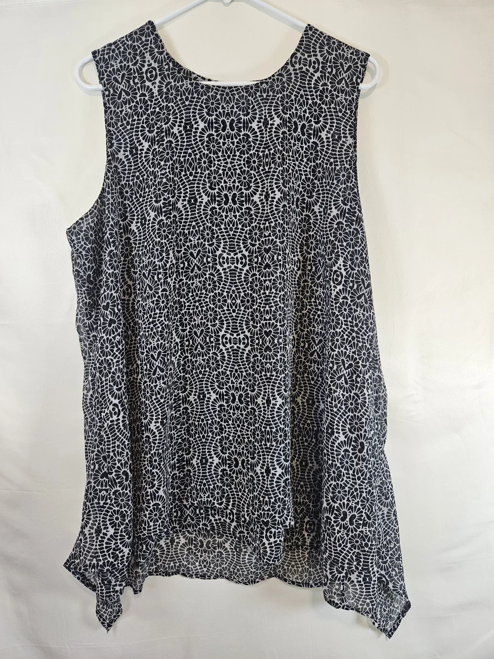Fever Black & White Floral Pattern Sleeveless Top Cocktails Whimsigoth Fairycore